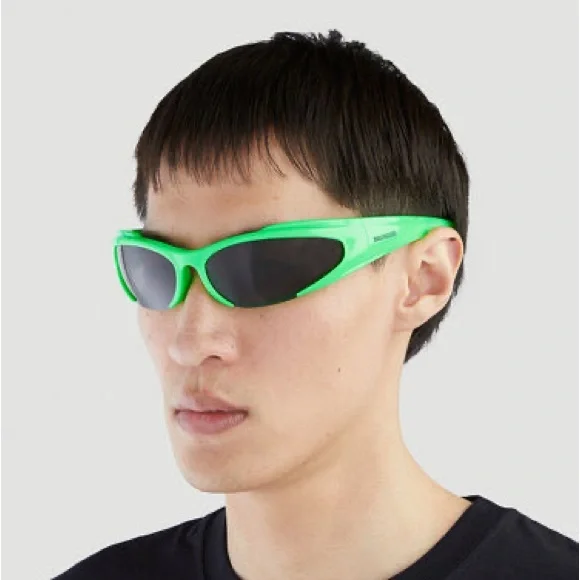 NEW BALENCIAGA BB0253S 005 OVAL GREEN GREY UNISEX SUNGLASSES BALENCIAGA